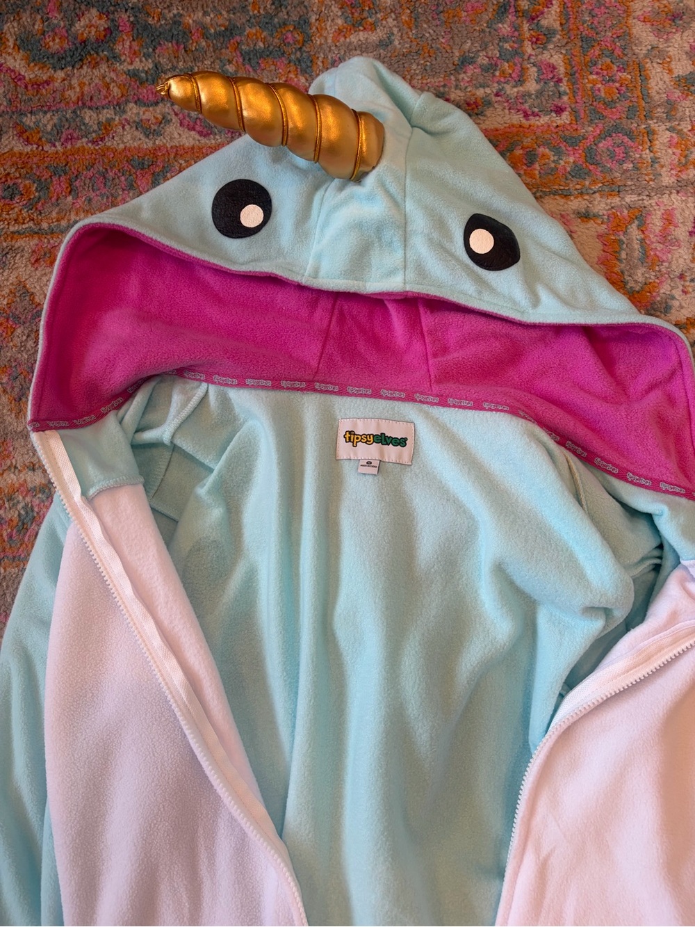 Tipsy Elves Narwhal Costume Onesie Fleece Jumpsuit Medium